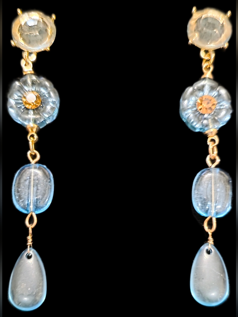 Blue Linear Drop Earrings
